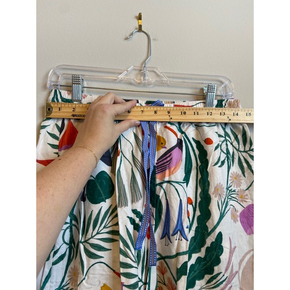 Anthropologie Megan Galante Floral Birds Wide Leg Lounge Pants Size Small - Picture 5 of 8